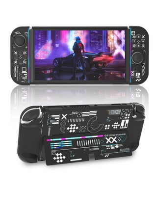 Protective Case Compatible with Nintendo Switch OLED Cool Printstream Hard Black Cover Case with Thumb Grip Caps and Screen Protector Shockproof Anti Scratch Protector for NS OLED Model Black - pzsku/ZCC52D8F8A437CFEDDC31Z/45/_/1718690987/b534dd9d-33e4-44dc-9cfd-d4af361d3f6a