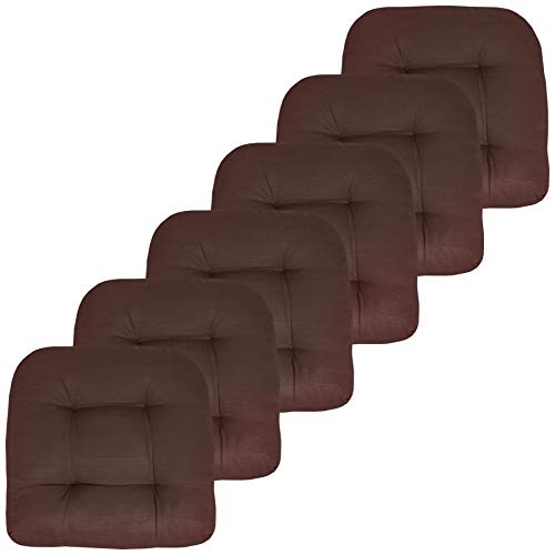Sweet Home Collection Sweet Home Collection Patio Cushions Outdoor Chair Pads Premium Comfortable Thick Fiber Fill Tufted 19 x 19 Seat Cover 6 Pack Chocolate 