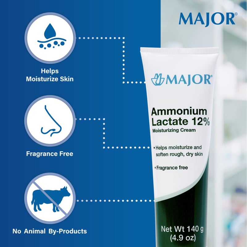 MAJOR كريم مرطب أمونيوم لاكتات 12% - كريم حمض اللاكتيك - يساعد على ترطيب وتنعيم وتقشير البشرة الخشنة والجافة - خالي من العطور - 4.9 أونصة - عبوة واحدة - Image 3