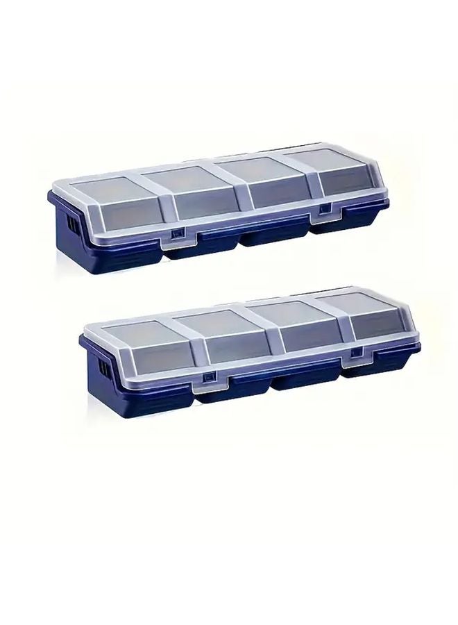 Heavy Duty Screw Organizer Box Blue With Snap Lock Lid Clear Plastic Compartments - Image 1