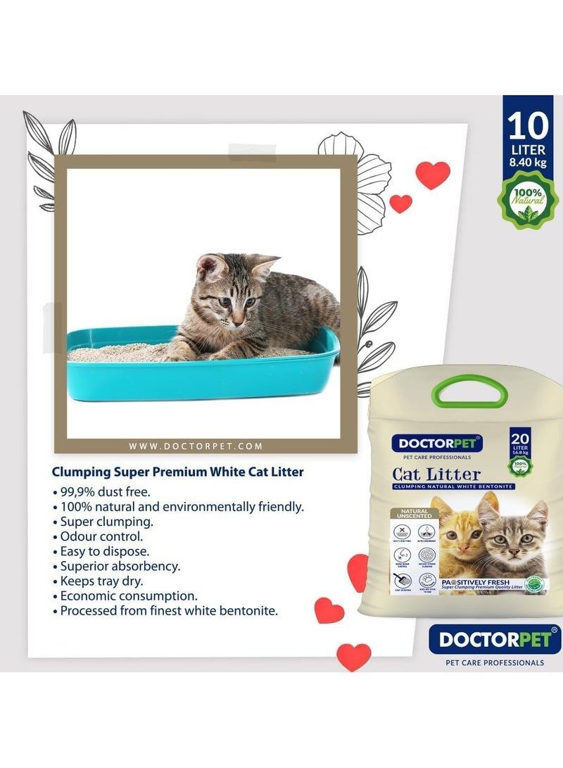 DOCTERPET Doctor Pet Cat Litter Unscented 20L – Premium Quality,100% Natural Clumping Bentonite, Ultra Absorbent,Easy Scooping, Dust-Free, Odor Control, Easy Scooping, Hypoallergenic & Non-Stick Paw Formula - Image 2