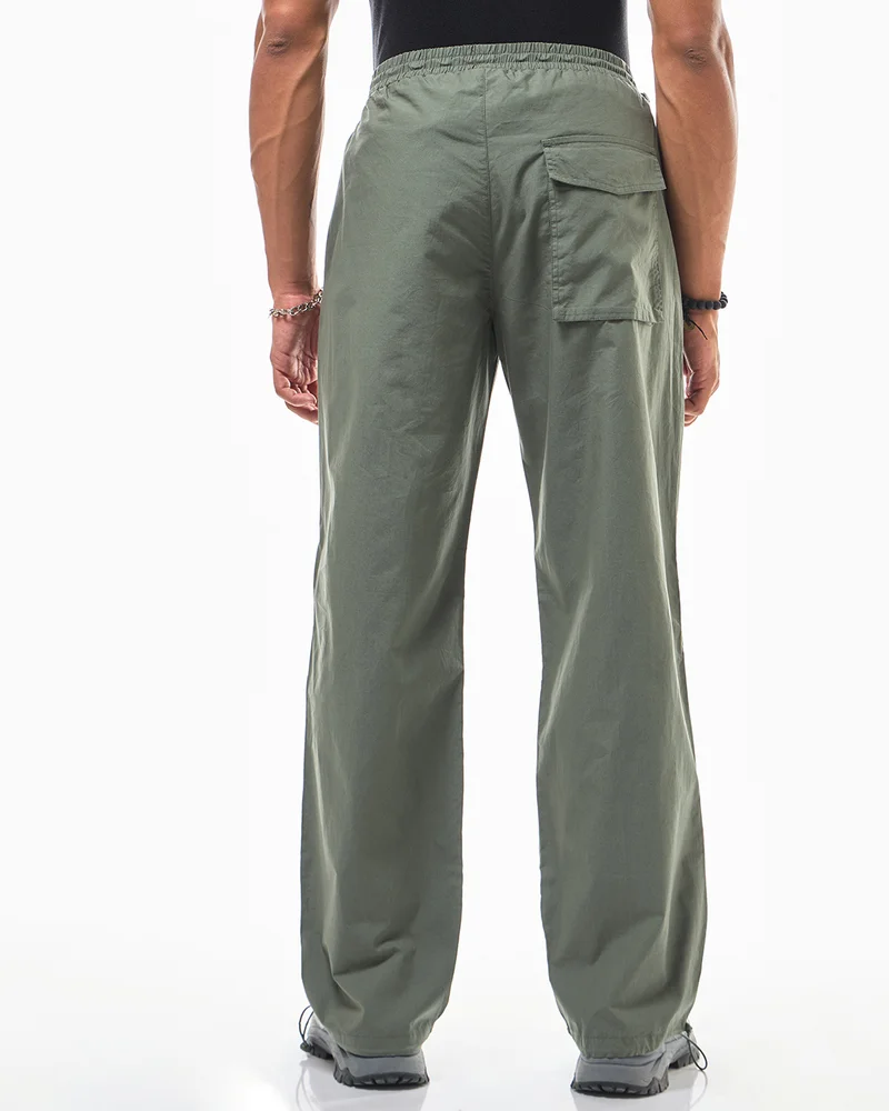 bewakoof  Men's Green Baggy Oversized Parachute Pants for Men | Best Price UAE