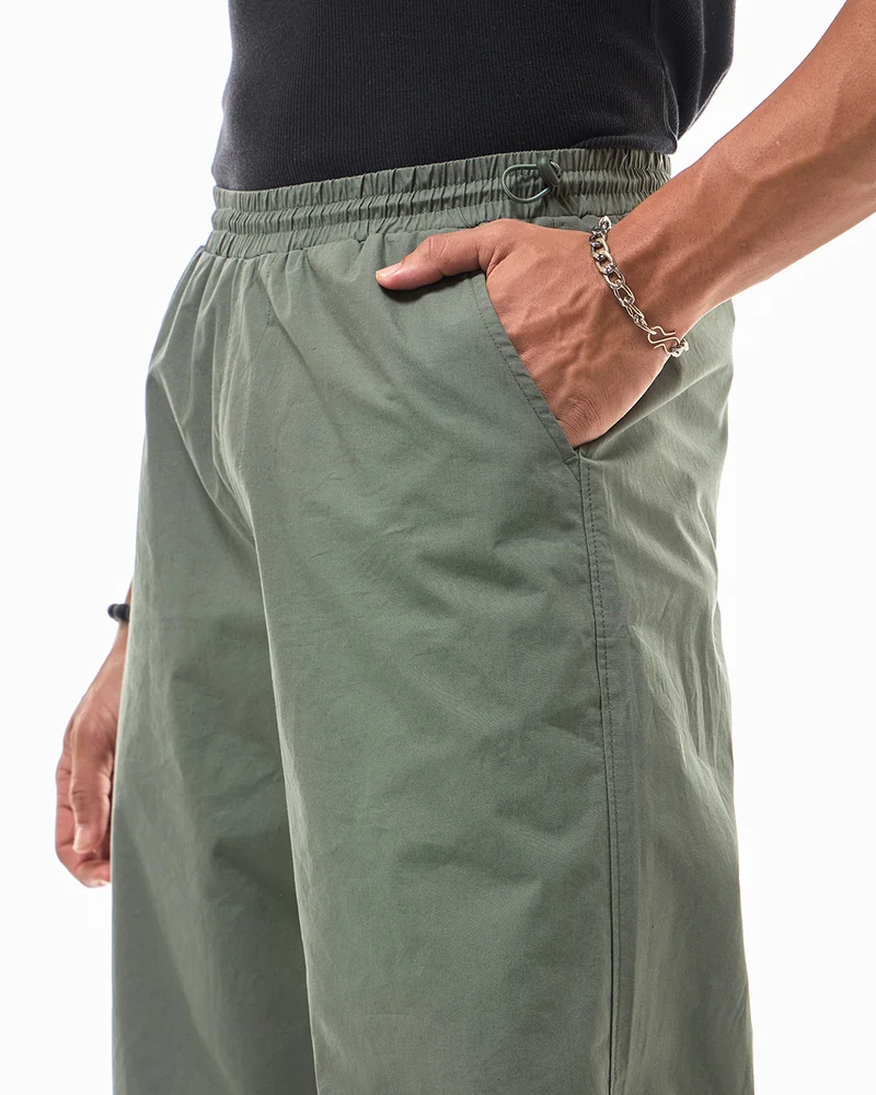 bewakoof  Men's Green Baggy Oversized Parachute Pants for Men | Best Price UAE