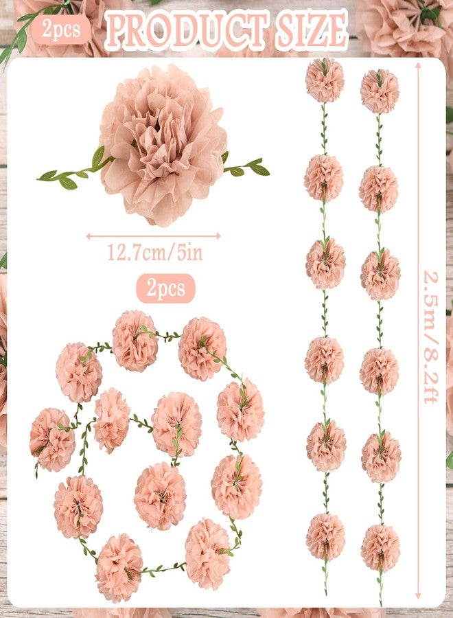 Homarkable Nude Tissue Paper Pom Pom Garlands, Paper Flowers for Birthday Decorations, Baby Shower, Wedding Engagement, Bridal Shower, Spring Summer Party Decorations - Image 2