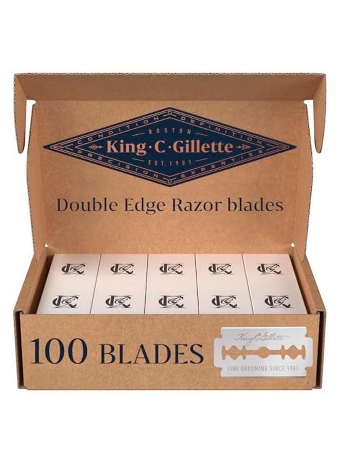 King C. Gillette - Double-Edge Safety Razor Blades For Better Control, 100 Count, With Anti-Friction Coating - Image 1
