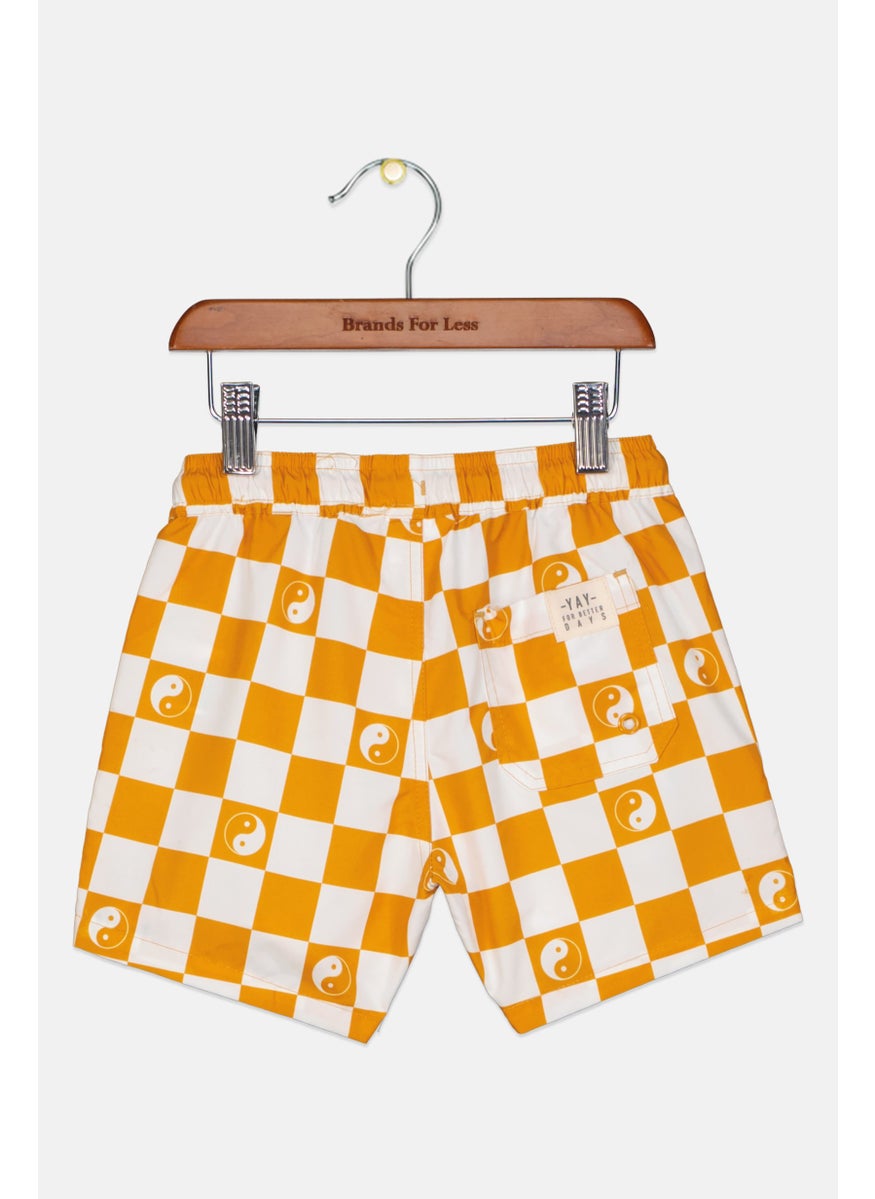 Cotton On Toddlers Boy Checkered Drawstring Shorts, Yellow  - Image 2