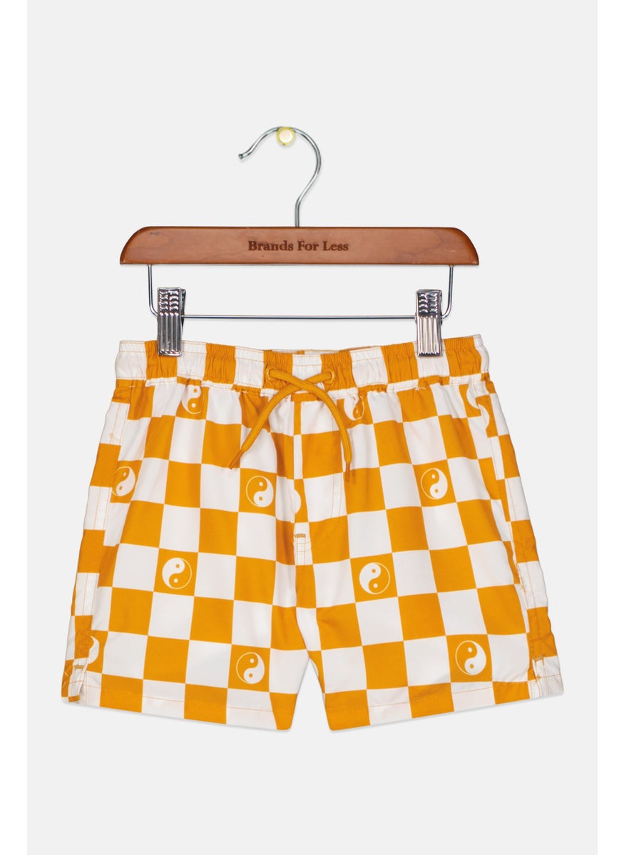 Cotton On Toddlers Boy Checkered Drawstring Shorts, Yellow  - Image 1
