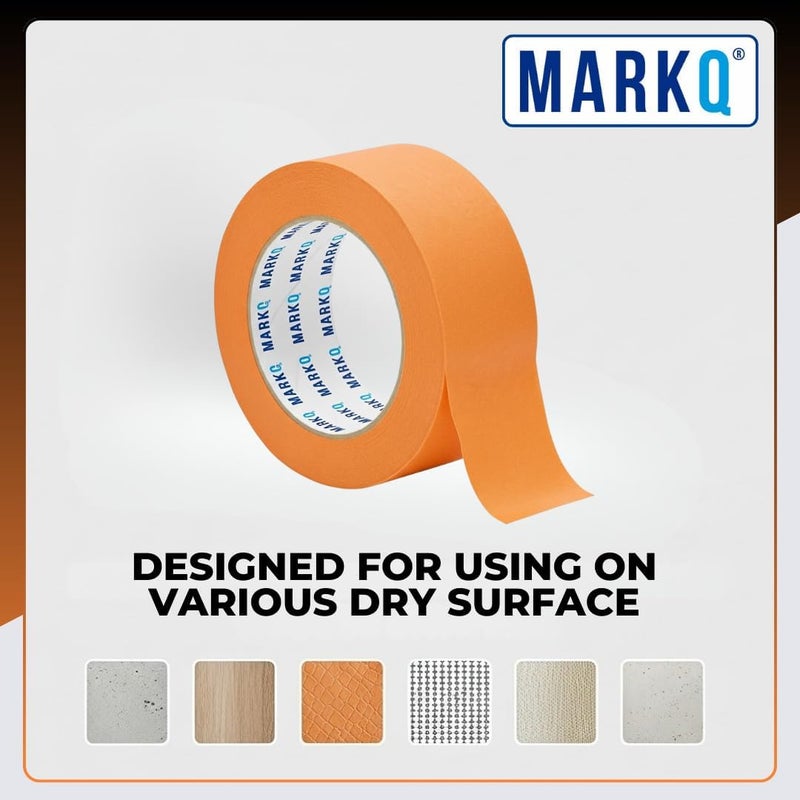 MARKQ Masking Tape Orange - 2 Inch Width, 20 Yards Long - Clean Removal, Sharp Paint Lines - Ideal for DIY Projects, Labeling, Arts & Crafts (1 Roll) - Image 5