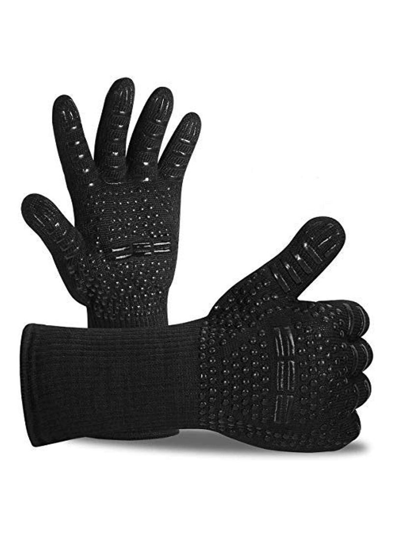 راكسوم قفاز الشواء، قفازات مقاومة للحرارة حتى 800 درجة مئوية، قفازات عالمية مقاومة للحرارة وغير قابلة للانزلاق للشواء والفرن والمطبخ والمدفأة - Image 1