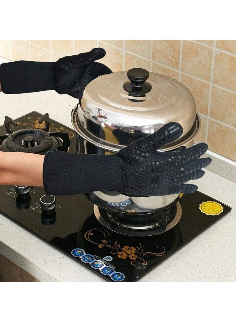 راكسوم قفاز الشواء، قفازات مقاومة للحرارة حتى 800 درجة مئوية، قفازات عالمية مقاومة للحرارة وغير قابلة للانزلاق للشواء والفرن والمطبخ والمدفأة - Image 2