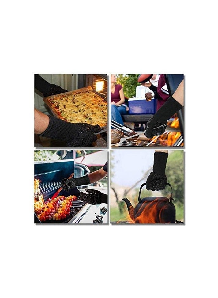راكسوم قفاز الشواء، قفازات مقاومة للحرارة حتى 800 درجة مئوية، قفازات عالمية مقاومة للحرارة وغير قابلة للانزلاق للشواء والفرن والمطبخ والمدفأة - Image 3
