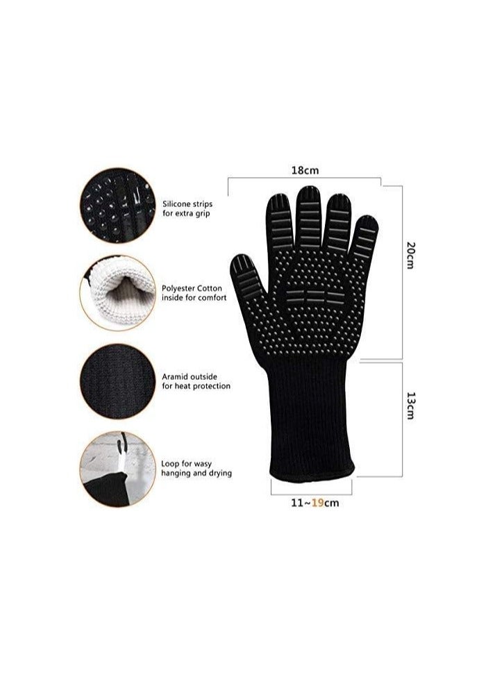 راكسوم قفاز الشواء، قفازات مقاومة للحرارة حتى 800 درجة مئوية، قفازات عالمية مقاومة للحرارة وغير قابلة للانزلاق للشواء والفرن والمطبخ والمدفأة - Image 4