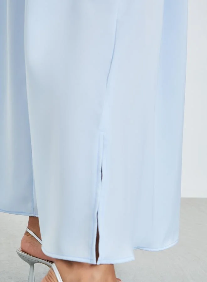 Amirah  Light Blue Pleated Detail A-Line Jalabiya for Women | Best Price UAE
