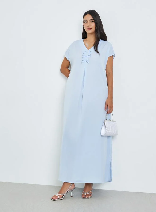 Light Blue Pleated Detail A-Line Jalabiya
