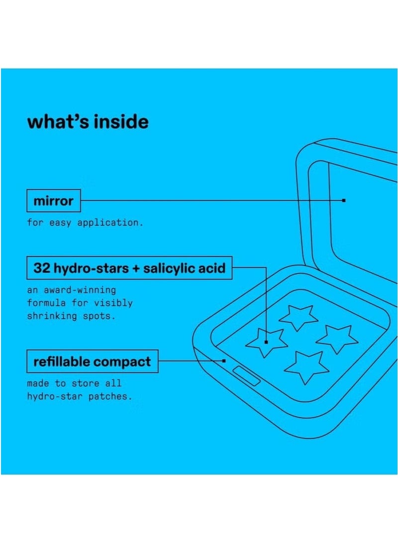 ستارفيس هيدرو ستار + حمض الساليسيليك بقع البثورة والكبير الأزرق المدمج ، يساعد على تقلص وتهدئة البقع العميقة ، شكل نجمة لطيفة ، نباتية ، 32 عدد - Image 4
