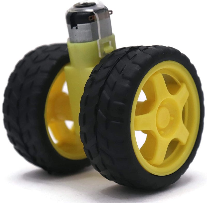 Electronicspices محرك كهربائي DC من Electronicspices 3-6V ذو عمود مزدوج مع صندوق تروس مغناطيسي مع إطارات سيارة لعبة (4 عجلات و 4 محركات تروس) - Image 3