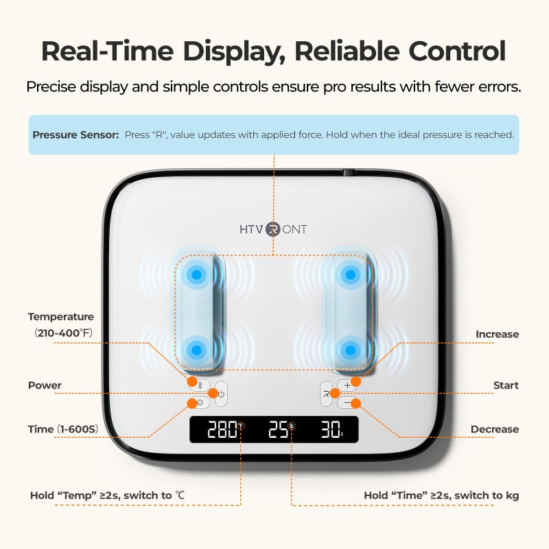 HTVRONT Heat Press Machine for T Shirts - Portable 12X10 Heat Press with Pressure Display, Heats Up Fast & Evenly H10 Heat Press Machines for HTV, Sublimation, Heat Transfer Projects - Image 2