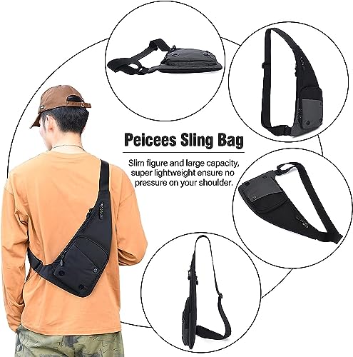 Peicees Small Sling Bag For Men Waterproof Crossbody Bag Man Purse Slim Chest Backpack Shoulder Bag For Travel Hiking - Image 5