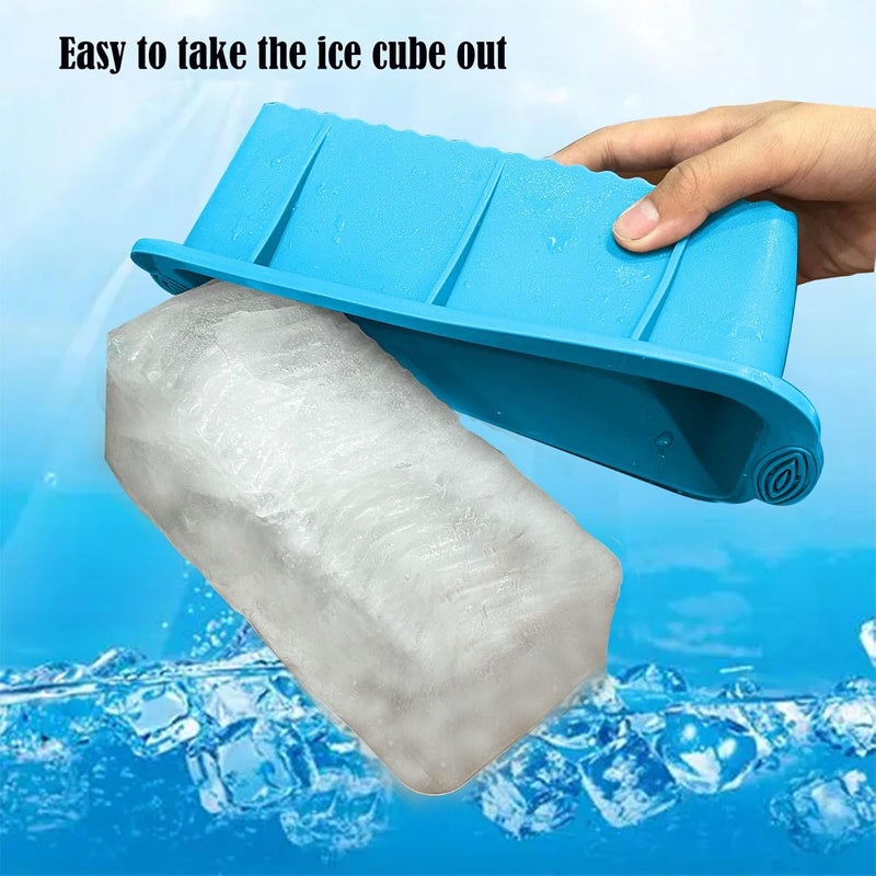 3PCS Ice Cube Mold Oversized Silicone Ice Crate Efficient Freezing Ice Bath Large Ice Cube Mold Ice Bucket Ice Block Mold - Image 3