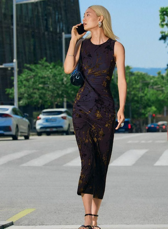 Desigual Multicolour Flocked midi dress for Women | Best Price UAE