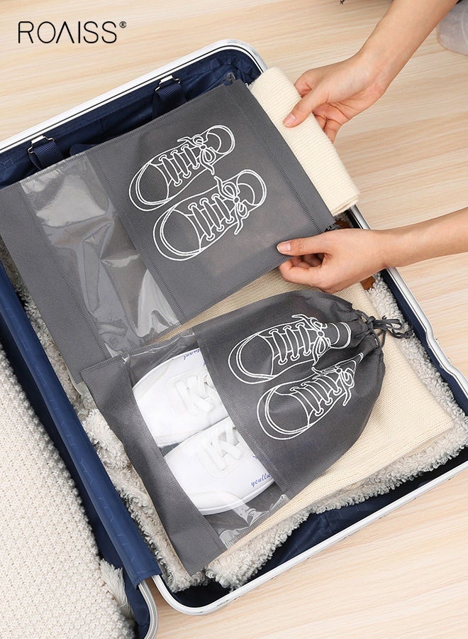 roaiss 5 PCS Large Shoe Storage Bags, Dustproof Drawstring Shoes Bags with Transparent Slot, Portable Waterproof Packing Organizers for Daily and Travel Use Reusable, Moisture-Proof Storage Bag - Image 3