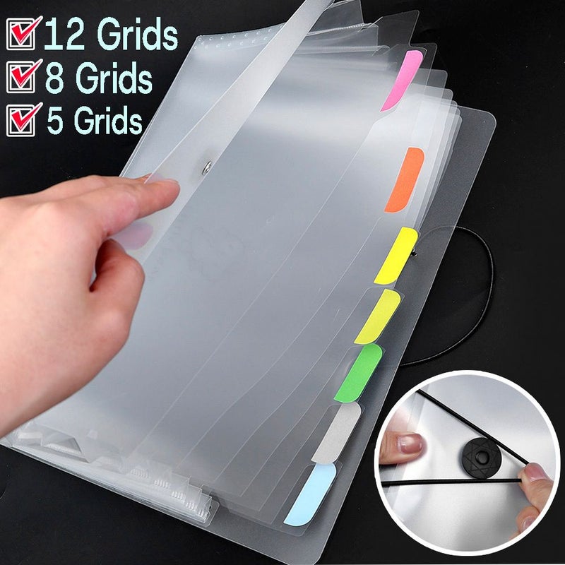8 Grids Layer Wallet File Folder Index Tab Paper Bill Invoice Receipt Storage Bag Office Organizer Case - Image 1