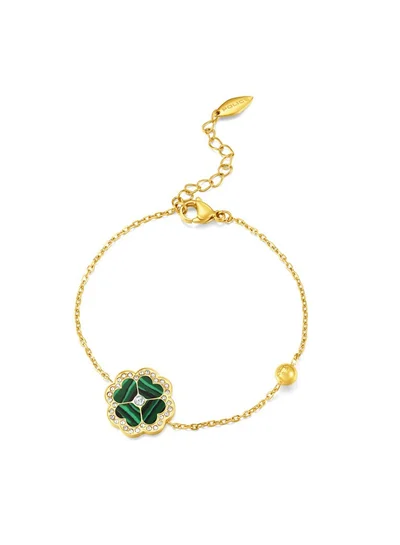 بوليس Flora Gold Plated Ladies Bracelet With Malachite 170+35MMPEJLB0003201