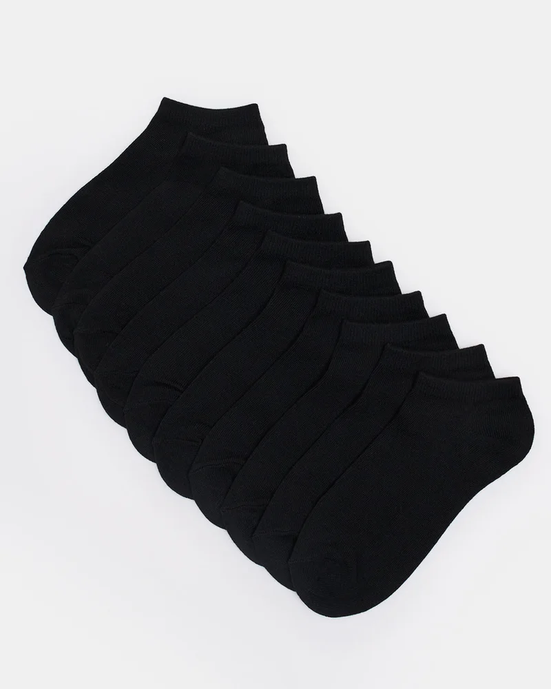 Redtag Women Black Ankle Socks Set (Pack Of 10)