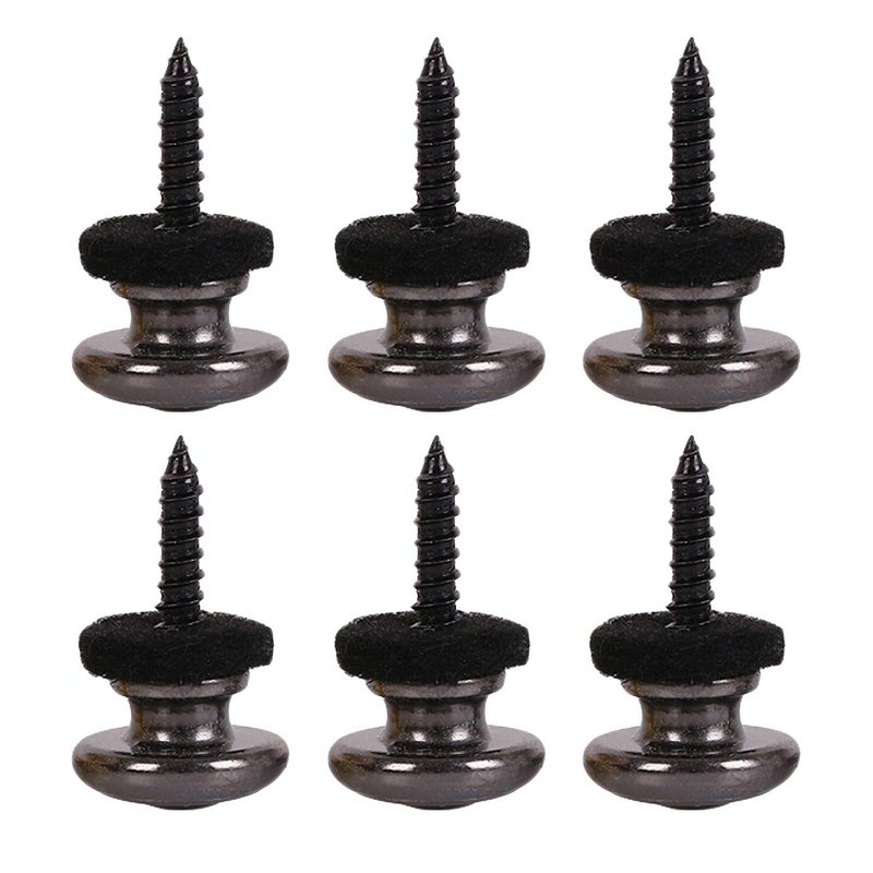 Kasteco 6 Pieces Mushrooms Head Guitar Strap Buttons Strap Locks Chrome (Black) - Image 1
