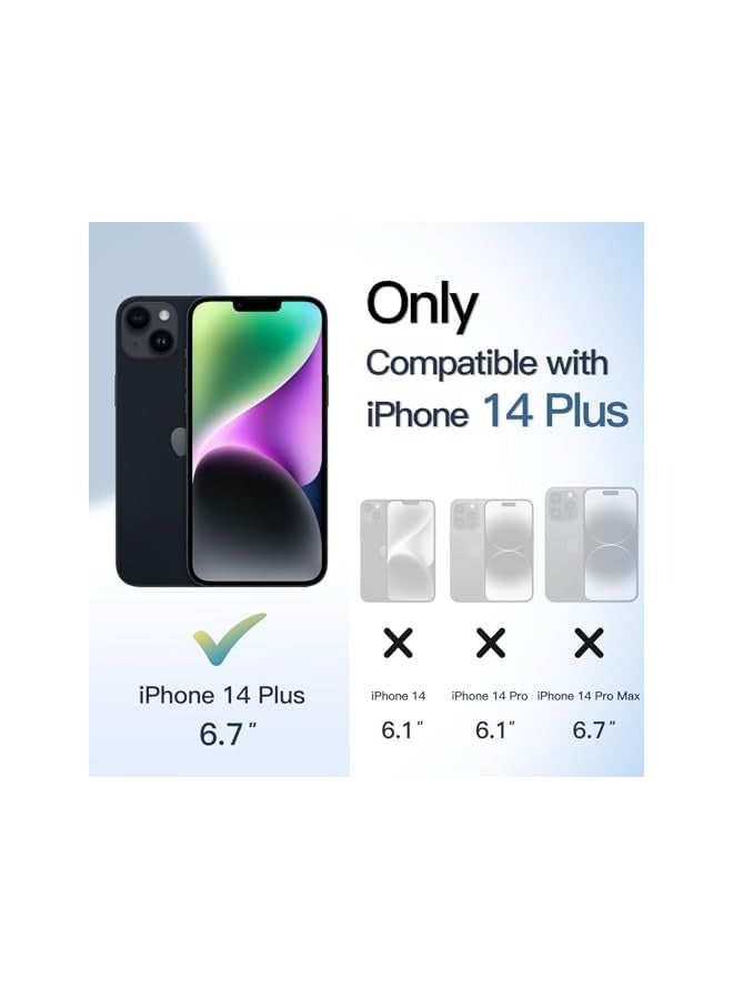 جي تيك جراب مغناطيسي لهاتف iPhone 14 Plus مقاس 6.7 بوصة متوافق مع MagSafe، غطاء ممتص للصدمات للهاتف، إطار TPU غير لامع بلون سادة، ظهر شفاف مضاد للخدش (منتصف الليل) - Image 2