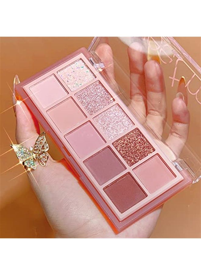 Go Ho 10 Colors Eyeshadow Palette,Matte&Glitter Eyeshadow Makeup,Pink Eye Black Pink Eyeshadow Shades,Naturing-Looking,High Pigment Waterproof Eye Shadow Palette,03 - Image 5