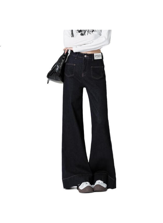 EPTISON Tiancheng Retro Slim Wide Leg Jeans For Women Spring Hong Kong Style Fashionable Loose-Fit Floor-Length Wide Leg Pants For Women - Image 3
