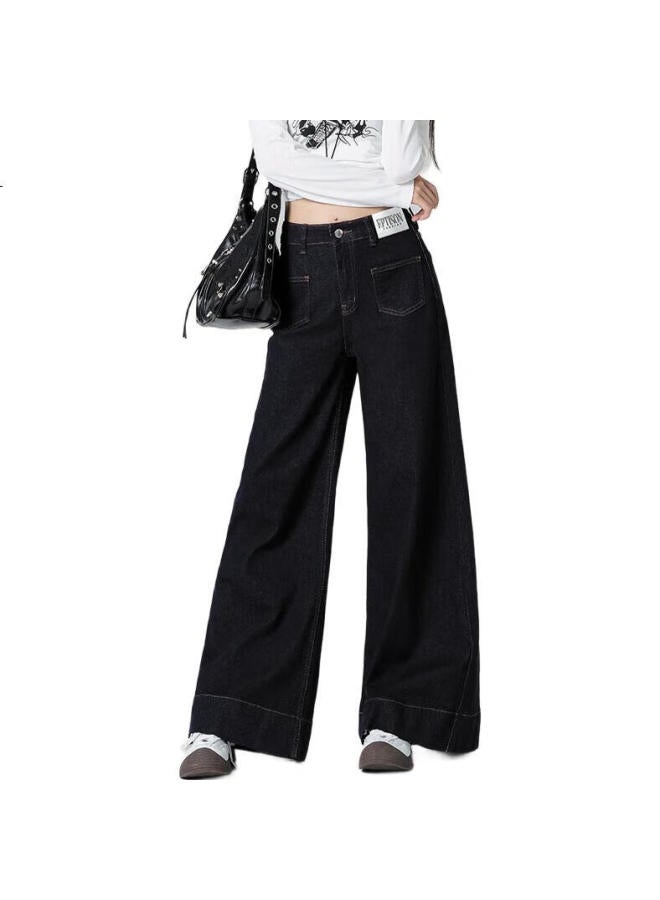EPTISON Tiancheng Retro Slim Wide Leg Jeans For Women Spring Hong Kong Style Fashionable Loose-Fit Floor-Length Wide Leg Pants For Women - Image 2