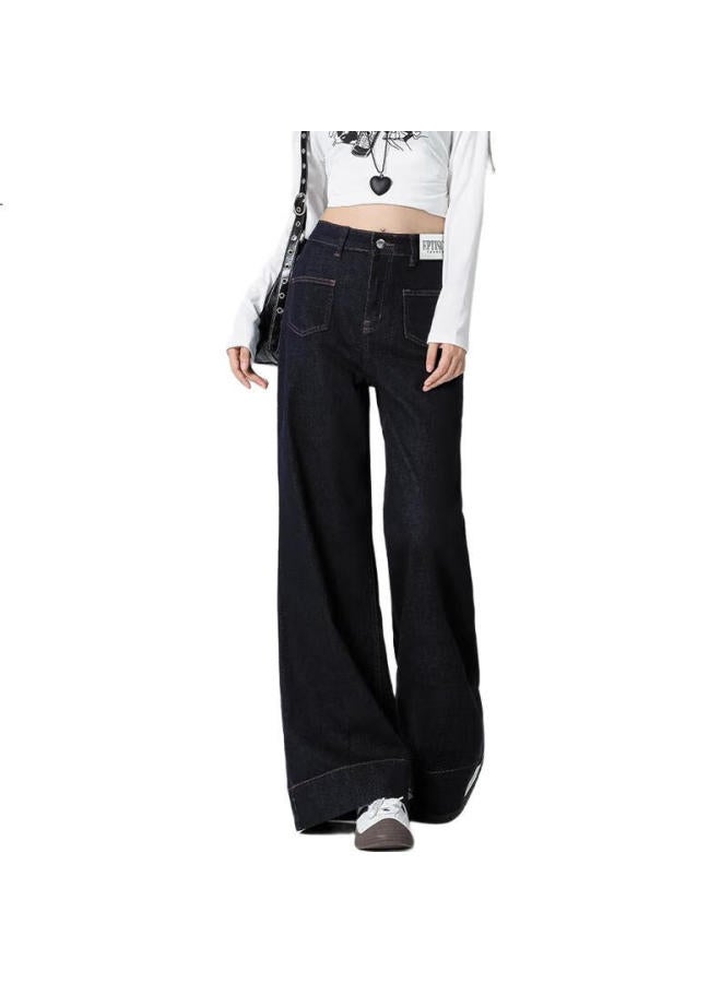 EPTISON Tiancheng Retro Slim Wide Leg Jeans For Women Spring Hong Kong Style Fashionable Loose-Fit Floor-Length Wide Leg Pants For Women - Image 1
