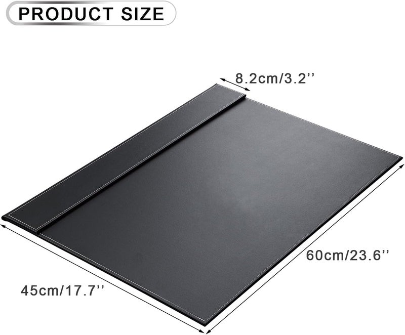KINGFOM Ultra-Smooth PU Leather Desk Pad & Mat Office Desk Drawing & Writing Board A3/ A4 File Paper Clip Table Protector Mat on Top Large 24''x18'' (Black) - Image 2