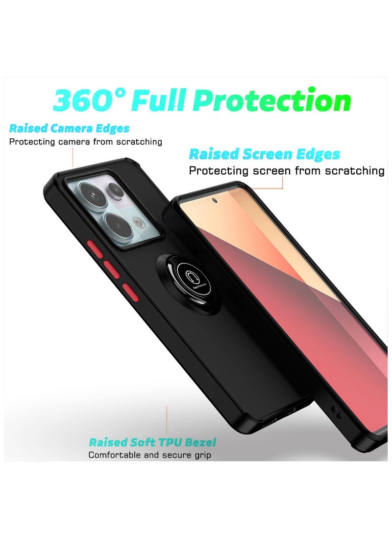 Case For Xiaomi Redmi Note 13 Pro 5G Rotational Metal Ring Grip Kickstand Cover Magnetic Car Mount Holder Case Shockproof TPU Bumper for Redmi Note 13 Pro 5G  - Image 4