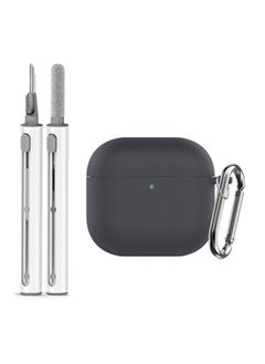 يونك الجيل الرابع airpods شحن غطاء مربع ، 360 درجة الحماية للماء + المضادة للخدش + مجهزة المكونات الغبار ، سميكة ودائمة ، الصف الغذاء سيليكون تلميع تصميم متكامل ، مع تنظيف الأقلام والأزرار ، رمادي  - Image 1
