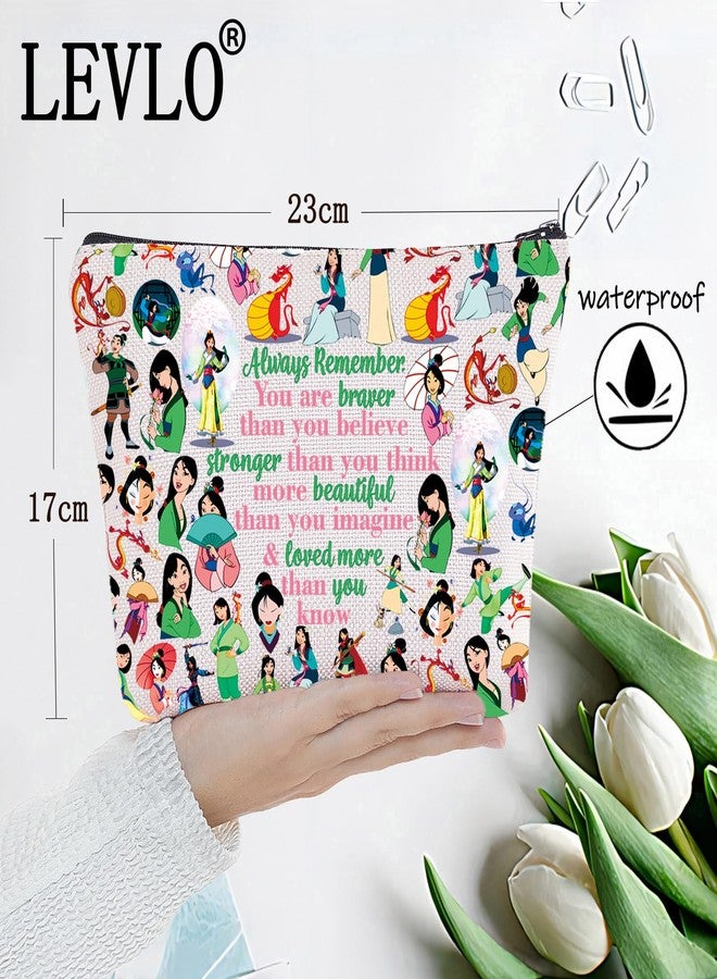 LEVLO Cartoon Movie Cosmetic Bag Movie Princess Fans Gift You Are Braver Stronger Smarter Than You Think Fairy Tale Zipper Pouch Bag (HML Full) - Image 2