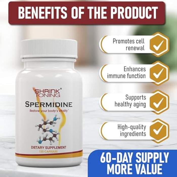 Shrink Spermidine Supplements Skin & Anti-Aging Support – 120 Vegan Caps 100% Natural Polyamine for Men and Women, Overall Wellness – Non-GMO, USA Made – with High Spermidine, Zinc & Thiamin - Image 4