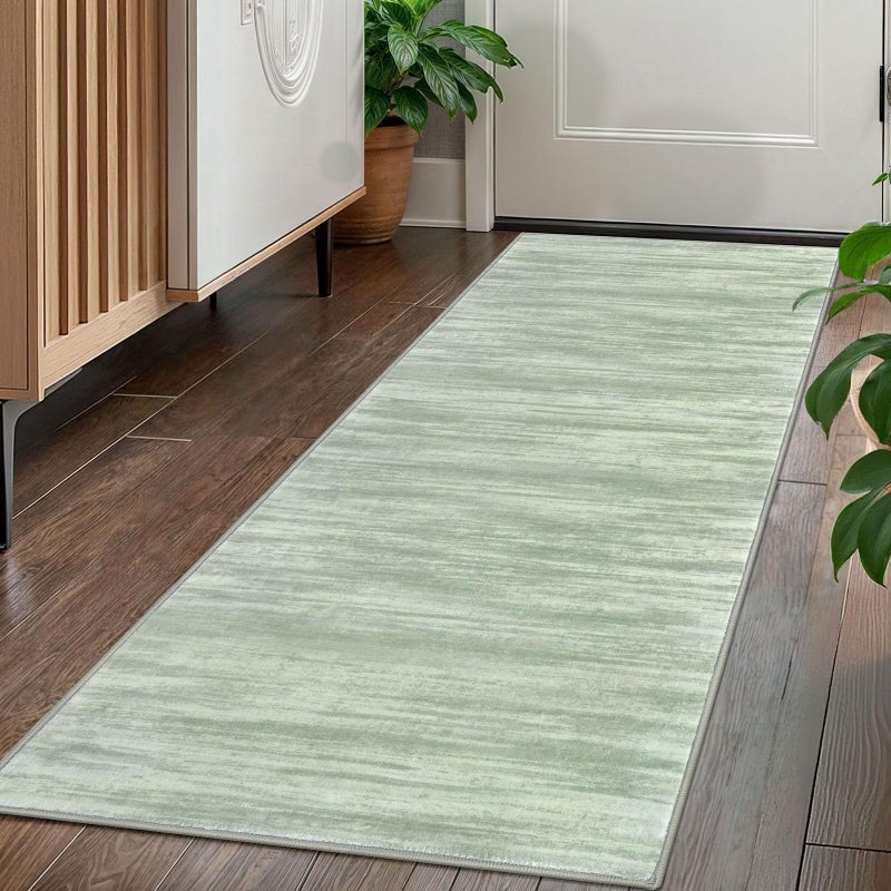 KOZYFLY Kitchen Runner Rug for Hallway NonSlip Modern Abstract Runner Rug 2x5 Green Washable Carpet Runner Laundry Room Mat with Soft Low Pile for Entryway Bathroom Bedroom Kitchen