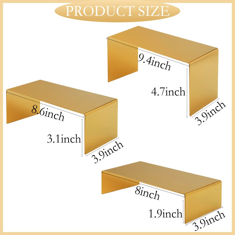 MCKECHSION Purse Display Stand Set of 3, Gold Stainless Steel Handbag Holders, Heavy Duty Metal Riser Stands for Wallets, Bags, Shoes, Perfume, Jewelry â€“ Boutique & Retail Countertop Display - Image 4