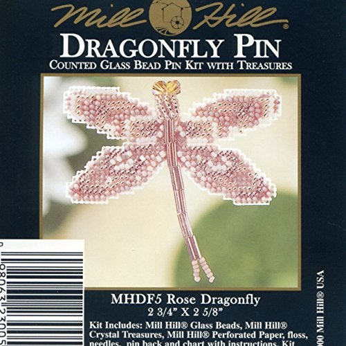Mill Hill Rose Dragonfly Beaded Counted Cross Stitch Ornament Kit Mill Hill 2000 Spring Bouquet MHDF5 - Image 2