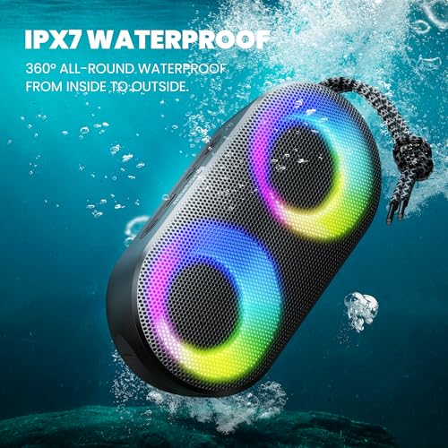 MIATONE Drum Shower Speaker with LED Lights, IPX7 Waterproof Bluetooth Speaker, 15W Loud Sound, Bluetooth 5.3, 24H Playtime, Portable Speaker for Bathroom, Shower, Pool, Beach, Teen Boys Girls Gifts - Image 2