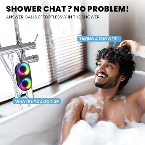 MIATONE Drum Shower Speaker with LED Lights, IPX7 Waterproof Bluetooth Speaker, 15W Loud Sound, Bluetooth 5.3, 24H Playtime, Portable Speaker for Bathroom, Shower, Pool, Beach, Teen Boys Girls Gifts - Image 5