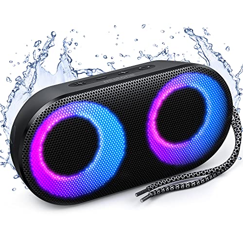 MIATONE Drum Shower Speaker with LED Lights, IPX7 Waterproof Bluetooth Speaker, 15W Loud Sound, Bluetooth 5.3, 24H Playtime, Portable Speaker for Bathroom, Shower, Pool, Beach, Teen Boys Girls Gifts - Image 1
