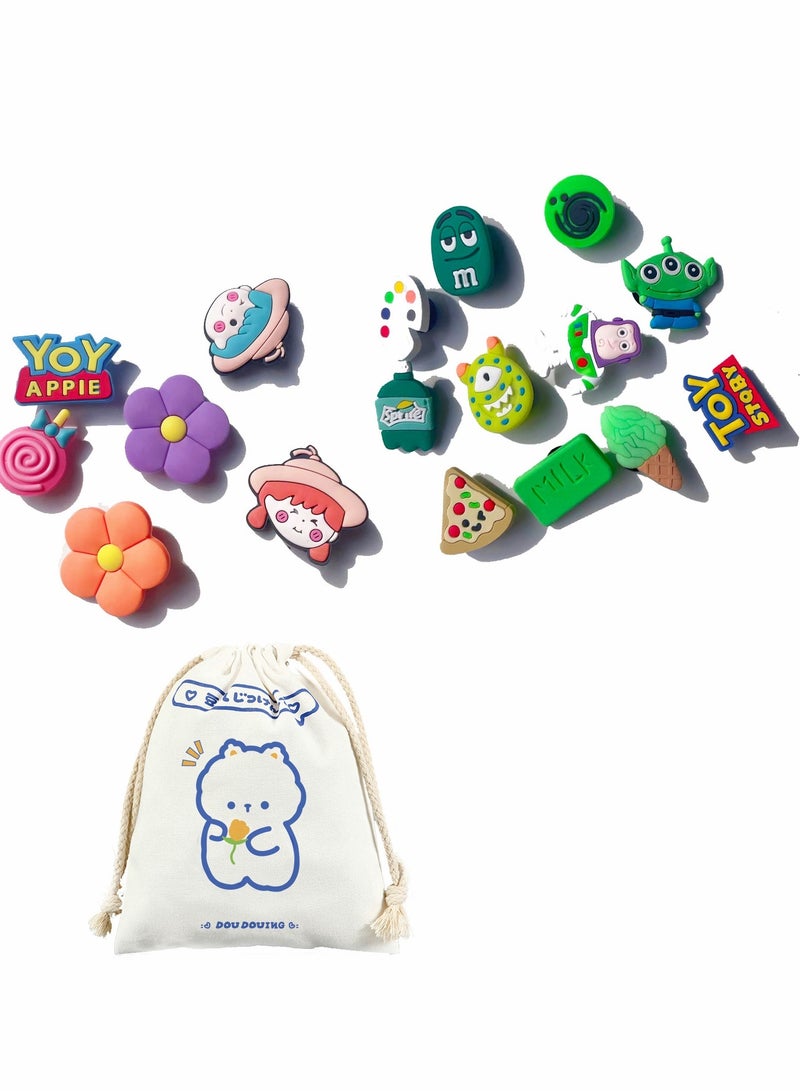 Excefore Crocs Shoe Charm, Croc Charms for Kids Girls Teens, Shoe Charms for Clog Sandals Bracelets Decoration Party Favor Gifts, Croc Charms for Girls Women Kids, 18 Charms and 1 Bag - Image 1