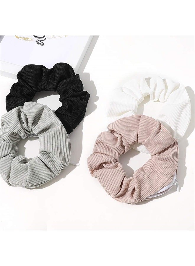 Ivyu Pocket Scrunchies Hair Ties with Hidden Zipper Stash Scrunchy Ponytail Holder - Image 2