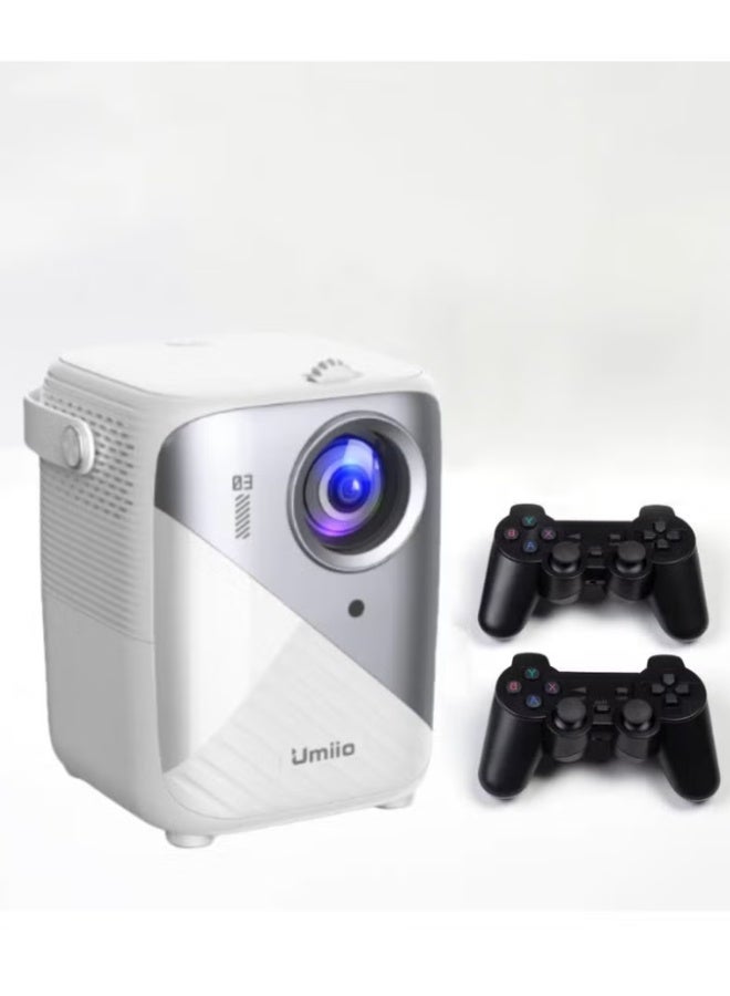 Umiio Q3 Pro Smart Projector with 4K Support, WiFi & Bluetooth, Portable Home Theater Projector, Dual Wireless Game Controllers, Keystone Correction, 50-150 Inch Large Screen Projection for Movies & Gaming - Image 1