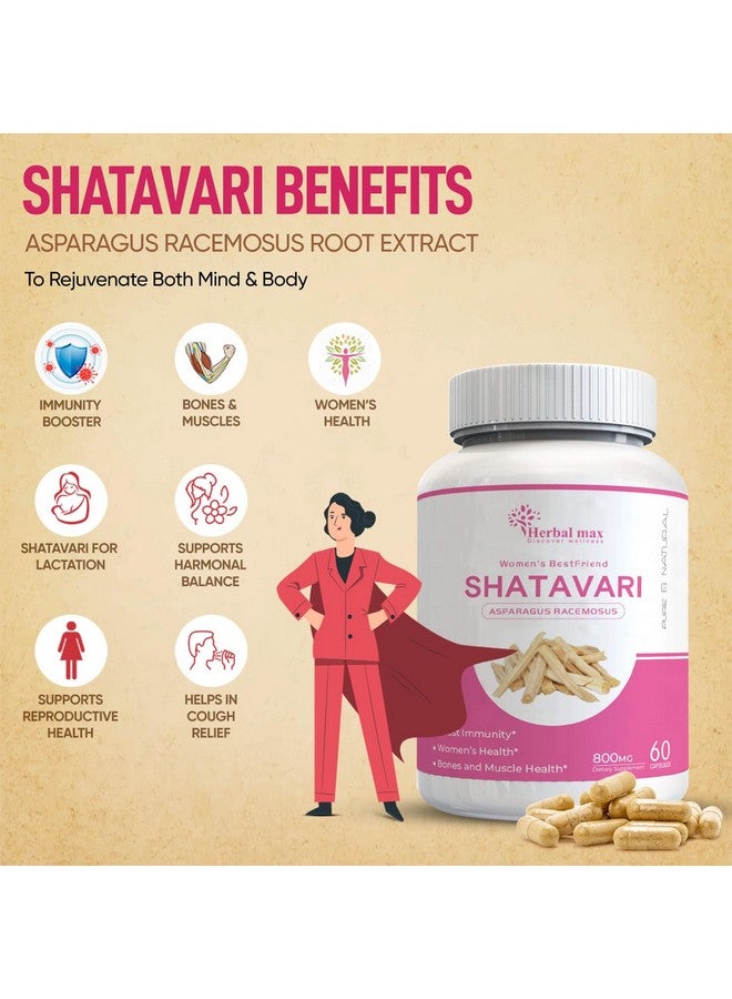 Herbal max Organic Shatavari Capsules, 120 Capsule (800mg) (Pack of 2) | Rich in Antioxidant | For Stamina, Immunity & Energy - Image 4