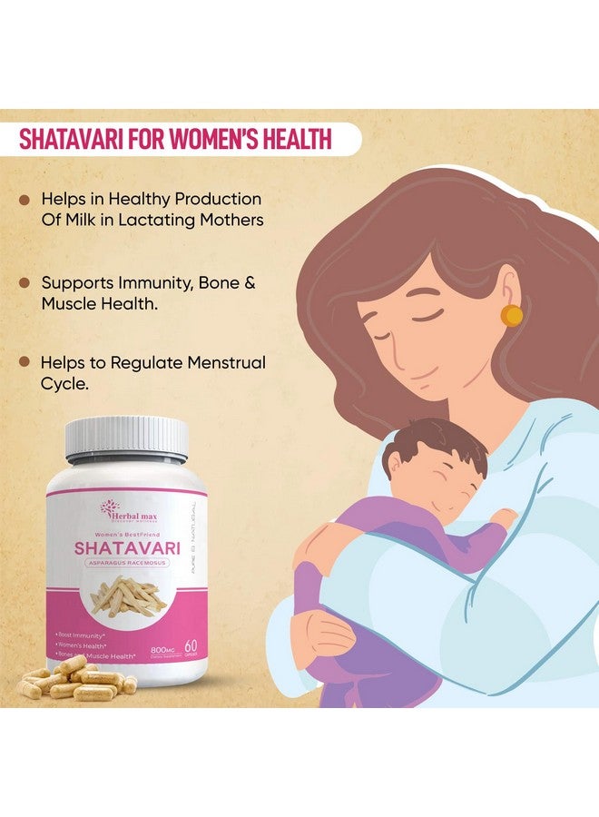 Herbal max Organic Shatavari Capsules, 120 Capsule (800mg) (Pack of 2) | Rich in Antioxidant | For Stamina, Immunity & Energy - Image 5